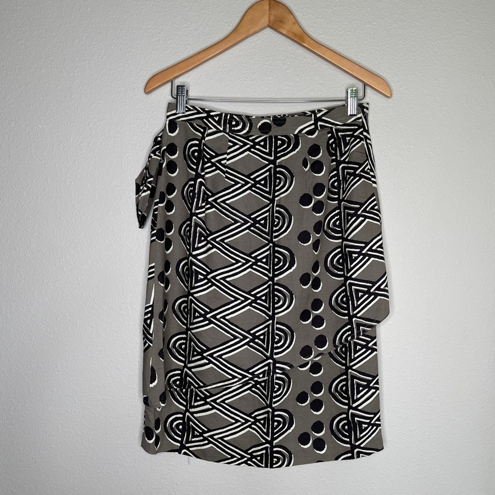 Anthropologie Maeve Wrap Pencil Skirt Size 4 Geometric Print Rayon - Picture 4 of 9